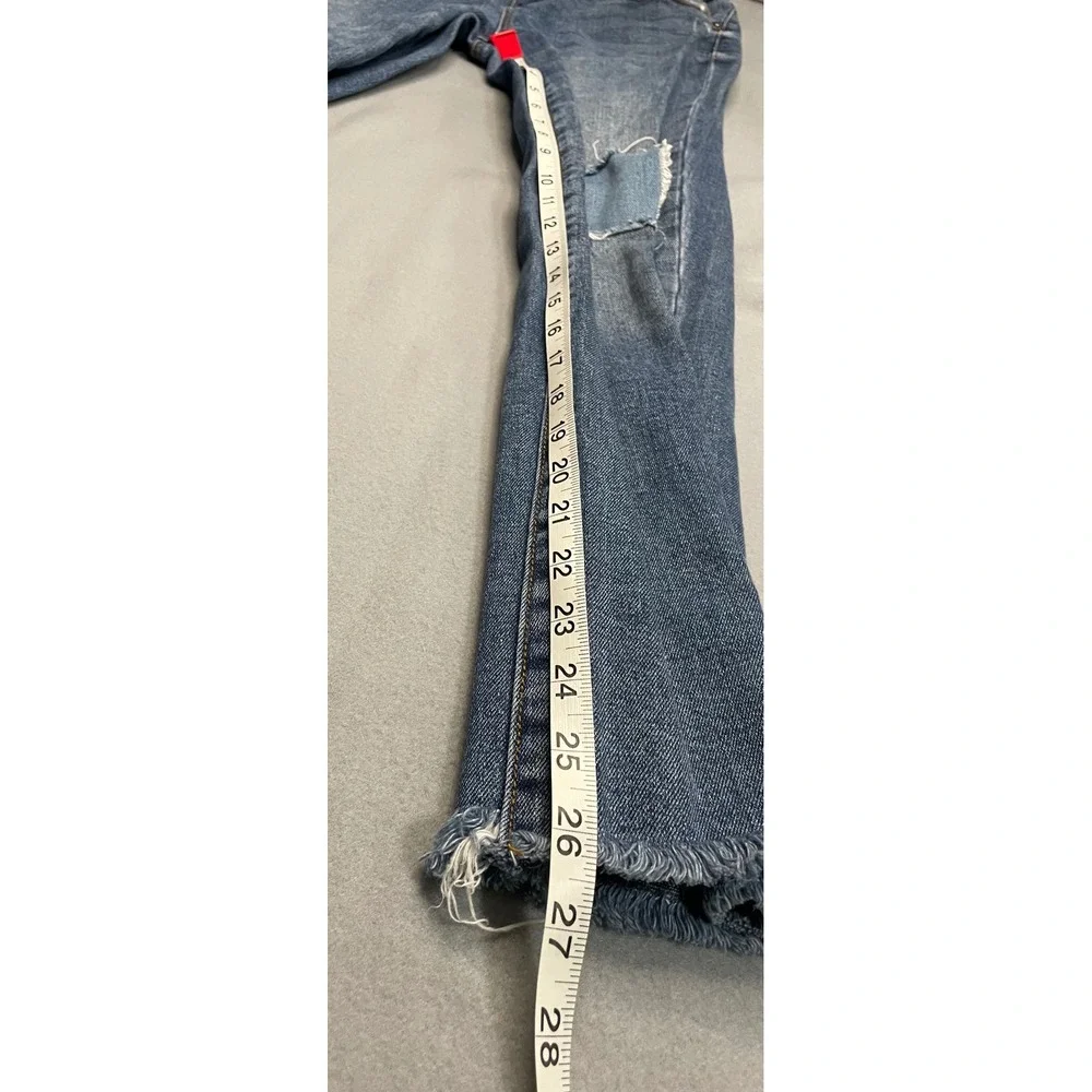 LOFT‎ Modern Straight Leg Distressed Jeans Medium Wash Raw Hem Size 6 28(26)